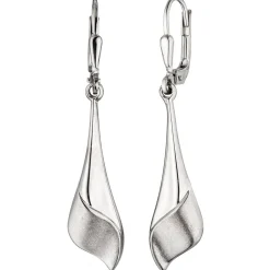 Paar Ohrringe Boutons Ohrhänger 8,1x40mm 925 Silber rhodiniert teilmattiert