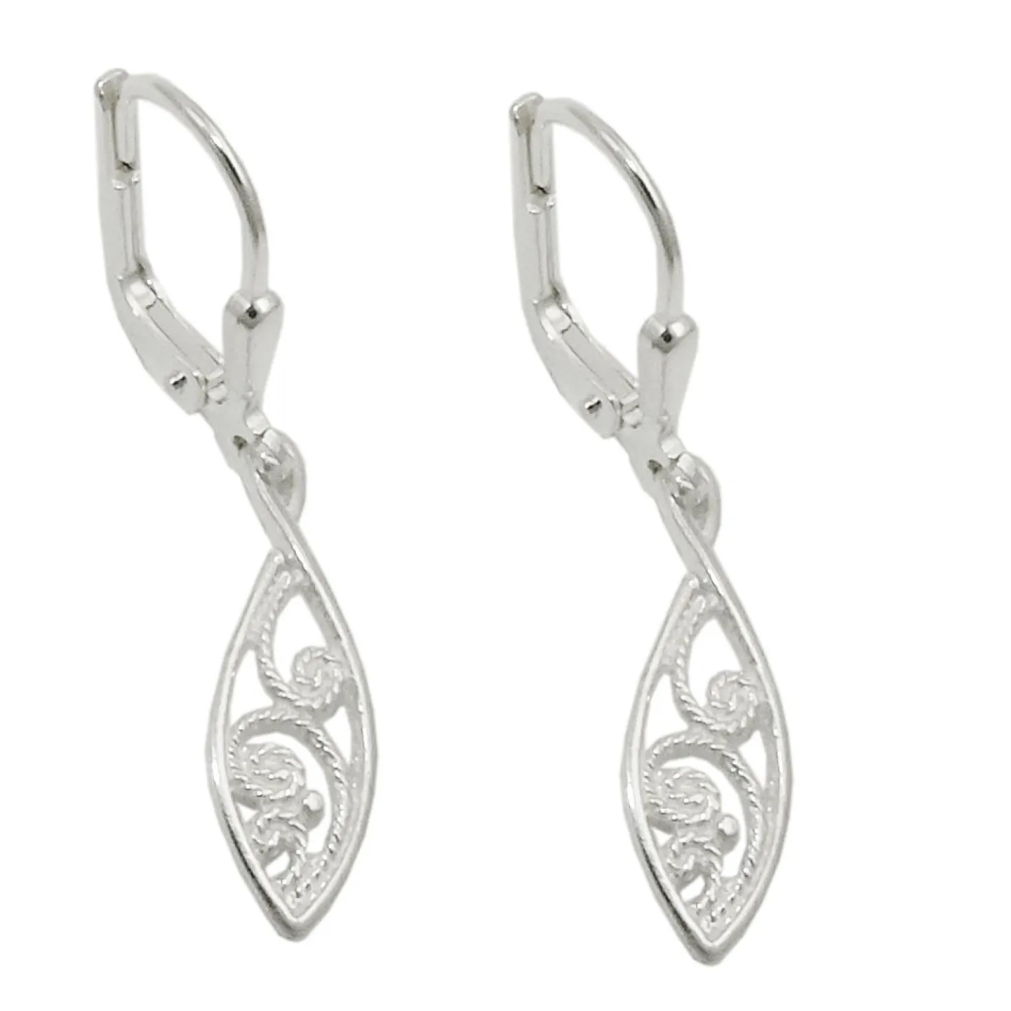 Paar Ohrringe Brisur Ohrhänger 31x6mm mit Muster orientalisch 925 Silber