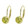 Paar Ohrringe Brisur 15x7mm mit Zirkonia grün aus 9Kt 375 Gold Gelbgold