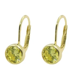 Paar Ohrringe Brisur 15x7mm mit Zirkonia grün aus 9Kt 375 Gold Gelbgold