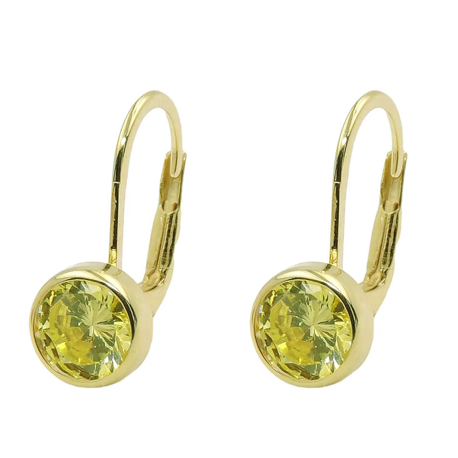 Paar Ohrringe Brisur 15x7mm mit Zirkonia grün aus 9Kt 375 Gold Gelbgold