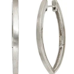Paar Ohrringe Creolen Creole 37mm aus 925 Silber mattiert spitzoval
