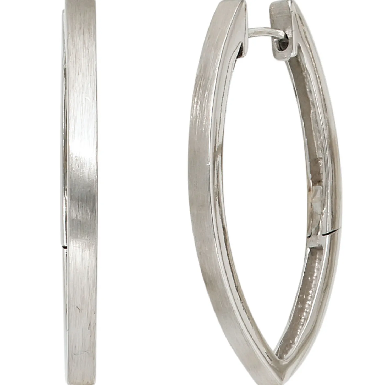 Paar Ohrringe Creolen Creole 37mm aus 925 Silber mattiert spitzoval