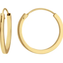 Paar Ohrringe Creolen flach vierkant Ohrschmuck aus 585 Gold Gelbgold 16x1,5mm