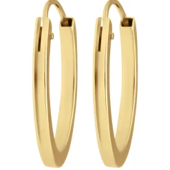 Paar Ohrringe Creolen flach vierkant Ohrschmuck aus 585 Gold Gelbgold 16x1,5mm