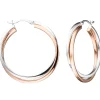 Paar Ohrringe Creolen gekreuzt 36,1mm 925 Silber teilrotvergoldet rhodiniert