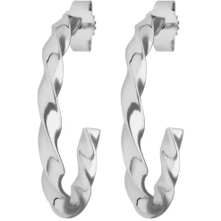 Paar Ohrringe Creolen Halbcreolen gedreht aus 925 Silber rhodiniert 26x3mm