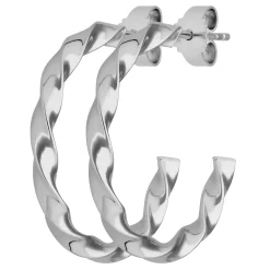 Paar Ohrringe Creolen Halbcreolen gedreht aus 925 Silber rhodiniert 26x3mm