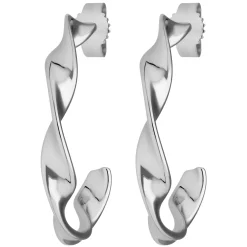 Paar Ohrringe Creolen Halbcreolen gedreht aus 925 Silber rhodiniert 26x4mm