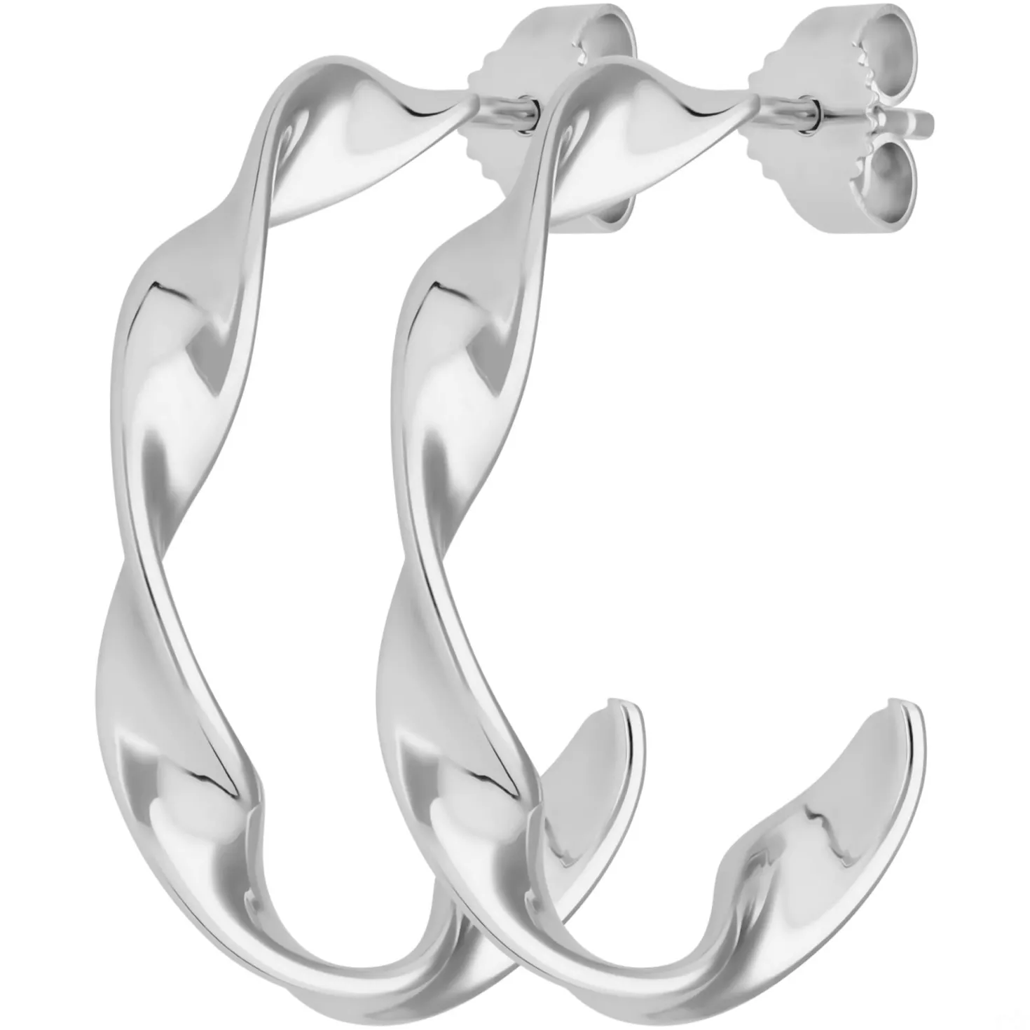 Paar Ohrringe Creolen Halbcreolen gedreht Ohrschmuck aus 925 Silber 26x4mm