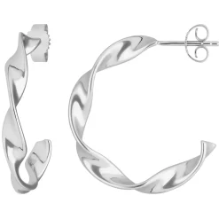 Paar Ohrringe Creolen Halbcreolen gedreht Ohrschmuck aus 925 Silber 26x4mm