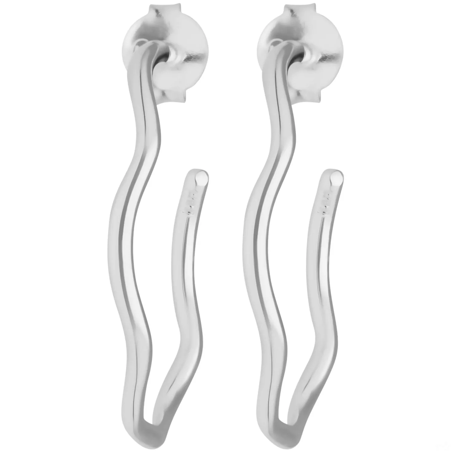 Paar Ohrringe Creolen Halbcreolen gewellt Ohrschmuck aus 925 Silber 28,5x1,7mm