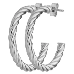 Paar Ohrringe Creolen Halbcreolen Kordel aus 925 Silber rhodiniert 26x3mm