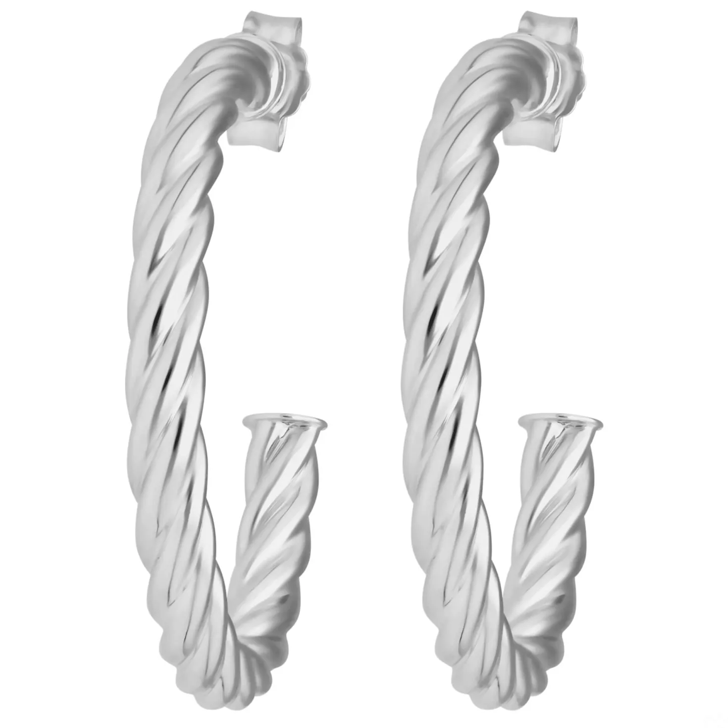 Paar Ohrringe Creolen Halbcreolen Kordel Ohrschmuck aus 925 Silber 26x3mm