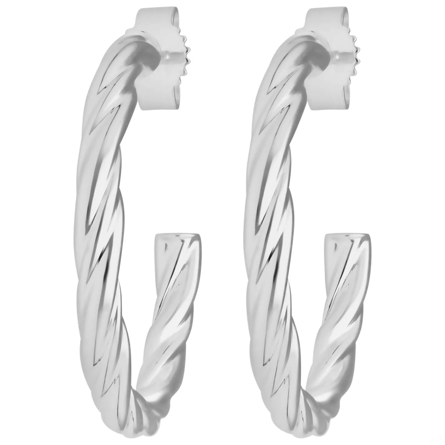 Paar Ohrringe Creolen Halbcreolen Kordel Ohrschmuck aus 925 Silber 26x3,2mm