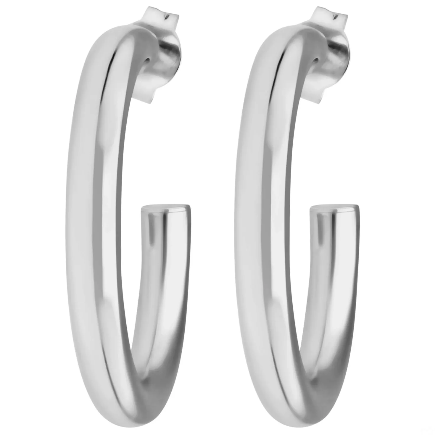 Paar Ohrringe Creolen Halbcreolen schlicht aus 925 Silber rhodiniert 26x3,5mm
