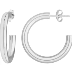 Paar Ohrringe Creolen Halbcreolen schlicht Ohrschmuck aus 925 Silber 26x3,5mm