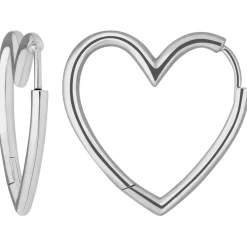 Paar Ohrringe Creolen Herzen Ohrschmuck aus 925 Silber rhodiniert 25x2,4mm
