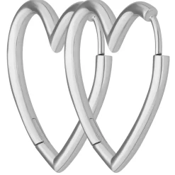 Paar Ohrringe Creolen Herzen Ohrschmuck aus 925 Silber 25x2,4mm