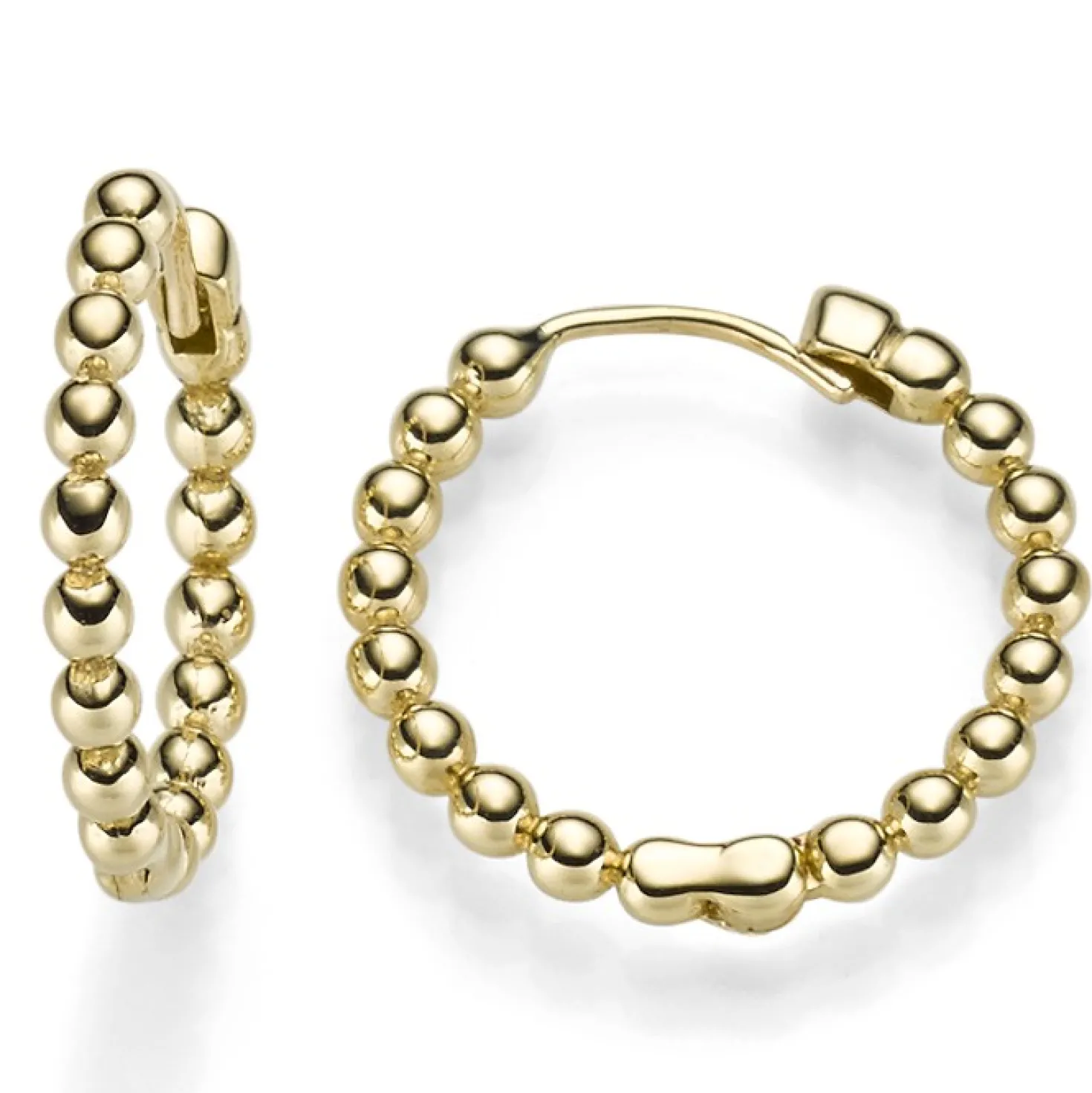 Paar Ohrringe Creolen Kügelchen 19,5x2mm 585 Gold Gelbgold Ohrschmuck