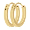 Paar Ohrringe Creolen klein flach vierkant aus 585 Gold Gelbgold 12x1,5mm