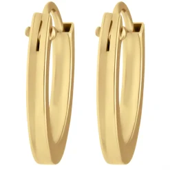 Paar Ohrringe Creolen klein flach vierkant aus 585 Gold Gelbgold 12x1,5mm