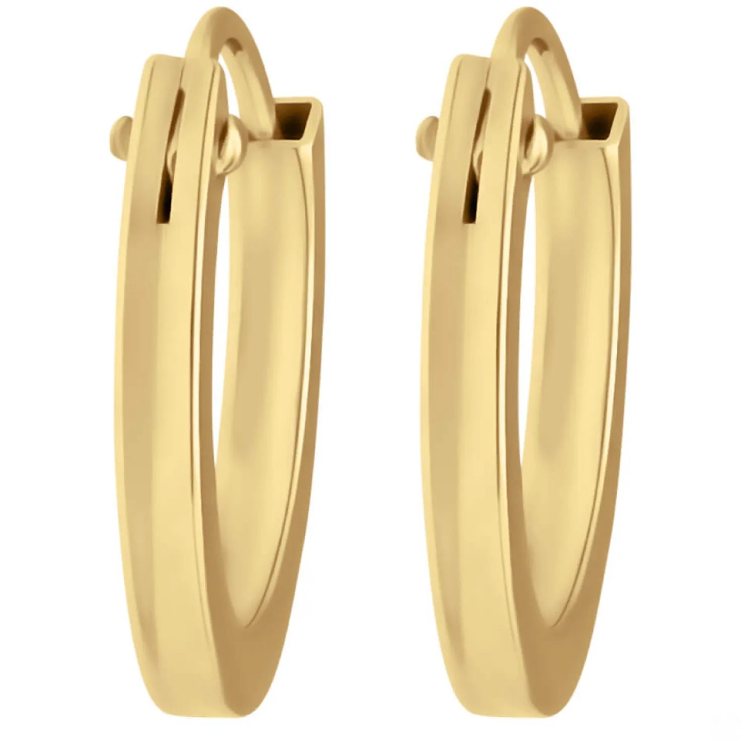 Paar Ohrringe Creolen klein flach vierkant aus 585 Gold Gelbgold 12x1,5mm