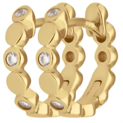 Paar Ohrringe Creolen mit Zirkonia Ohrschmuck aus 333 Gold Gelbgold 12x2,5mm