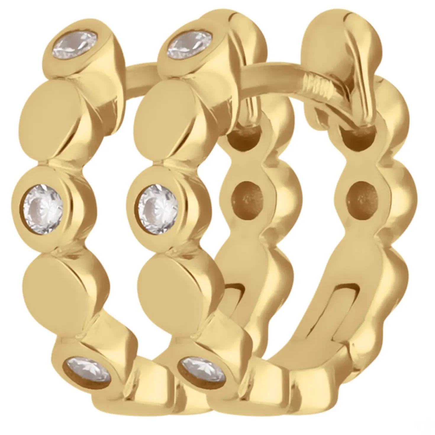 Paar Ohrringe Creolen mit Zirkonia Ohrschmuck aus 333 Gold Gelbgold 12x2,5mm