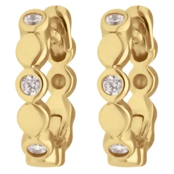 Paar Ohrringe Creolen mit Zirkonia Ohrschmuck aus 333 Gold Gelbgold 12x2,5mm