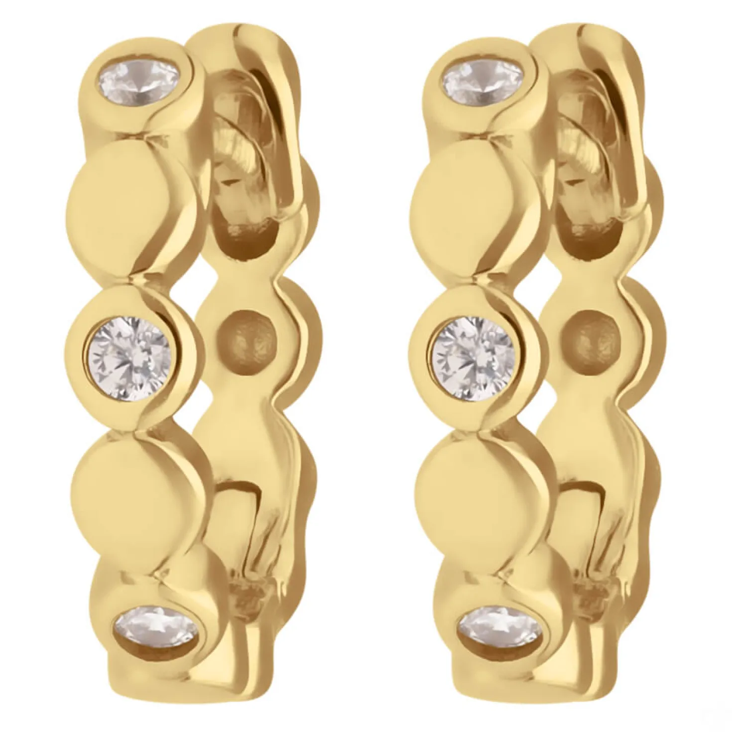 Paar Ohrringe Creolen mit Zirkonia Ohrschmuck aus 333 Gold Gelbgold 12x2,5mm
