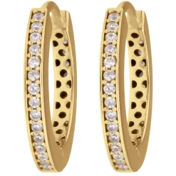 Paar Ohrringe Creolen mit Zirkonia Ohrschmuck aus 585 Gold Gelbgold 17x2mm