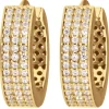 Paar Ohrringe Creolen mit Zirkonia Ohrschmuck aus 585 Gold Gelbgold 16,5x4,7mm