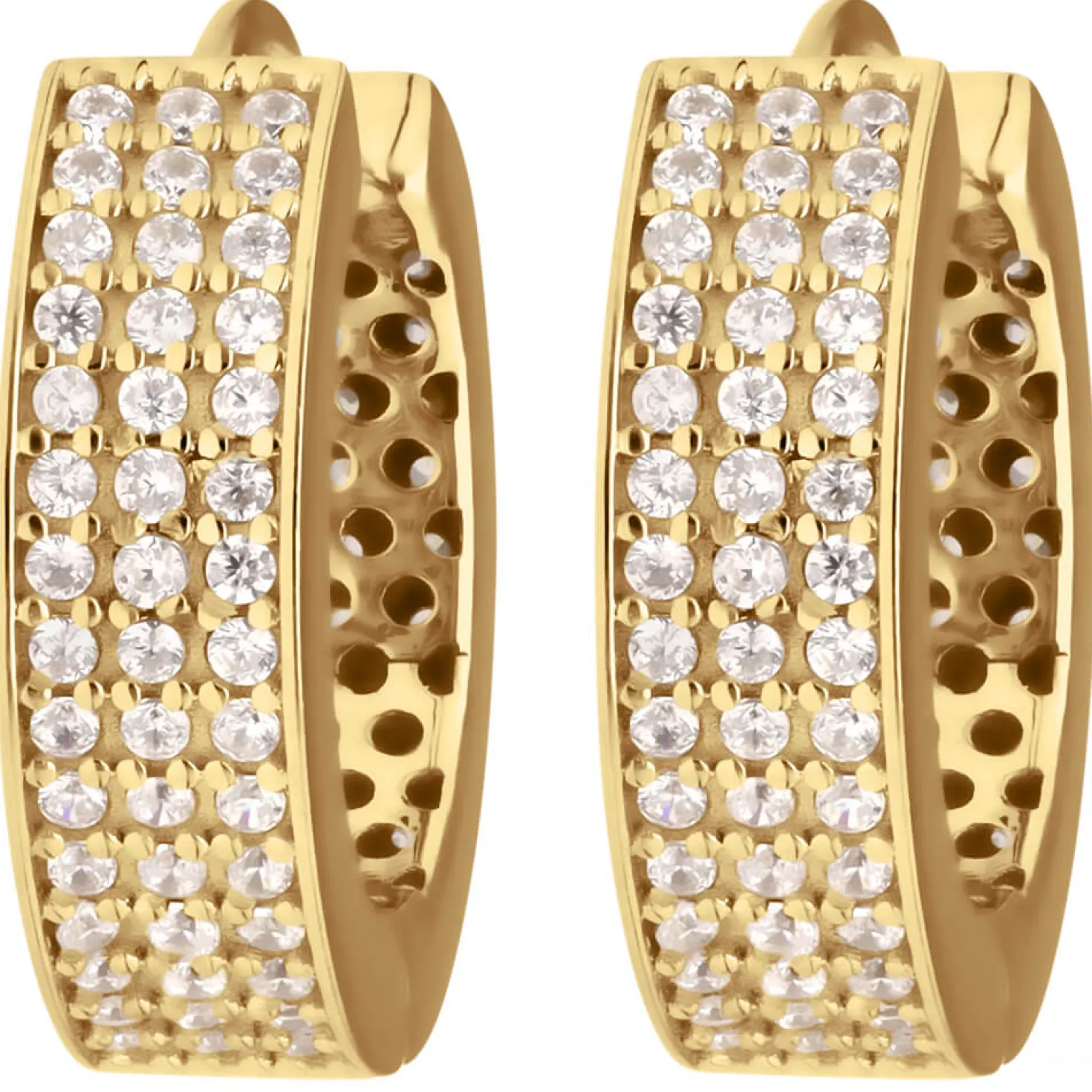 Paar Ohrringe Creolen mit Zirkonia Ohrschmuck aus 585 Gold Gelbgold 16,5x4,7mm