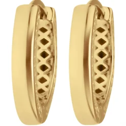 Paar Ohrringe Creolen mit Zirkonia Ohrschmuck aus 585 Gold Gelbgold 17x3mm