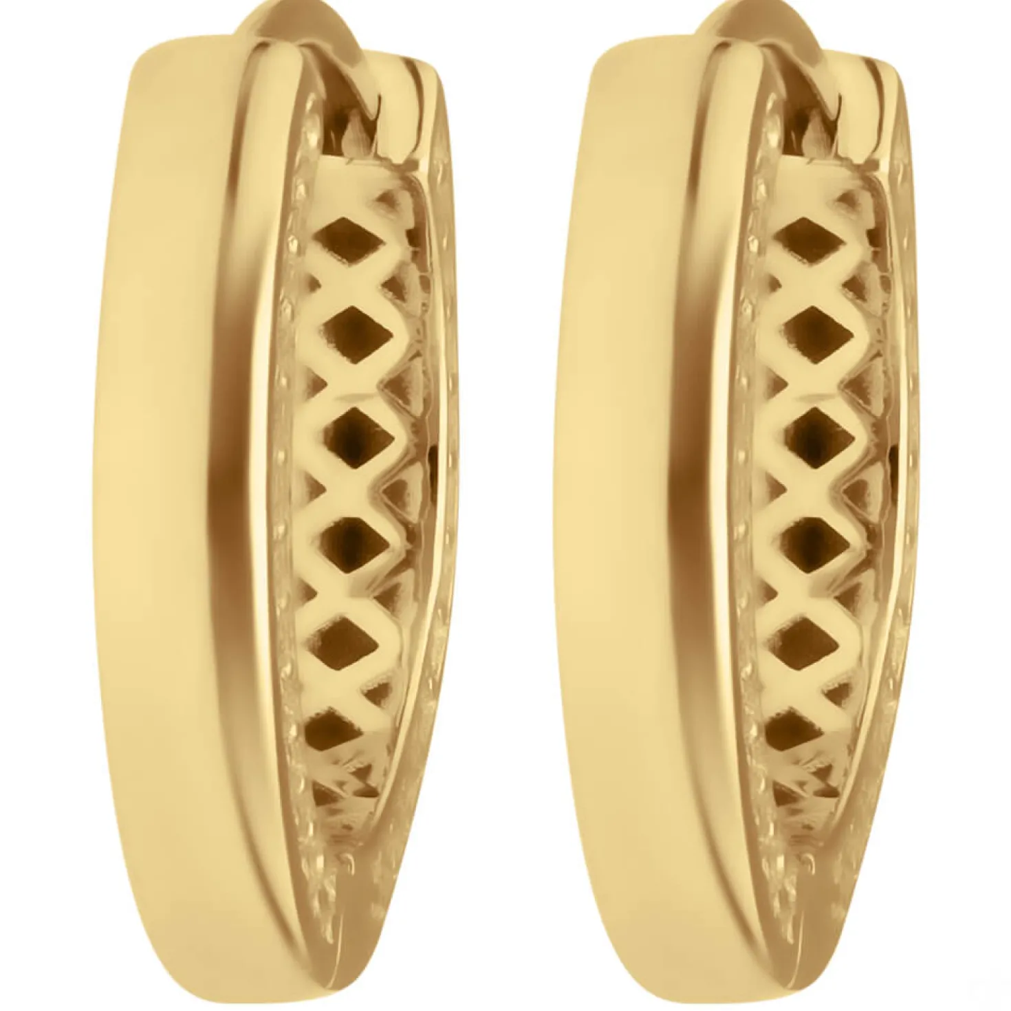 Paar Ohrringe Creolen mit Zirkonia Ohrschmuck aus 585 Gold Gelbgold 17x3mm