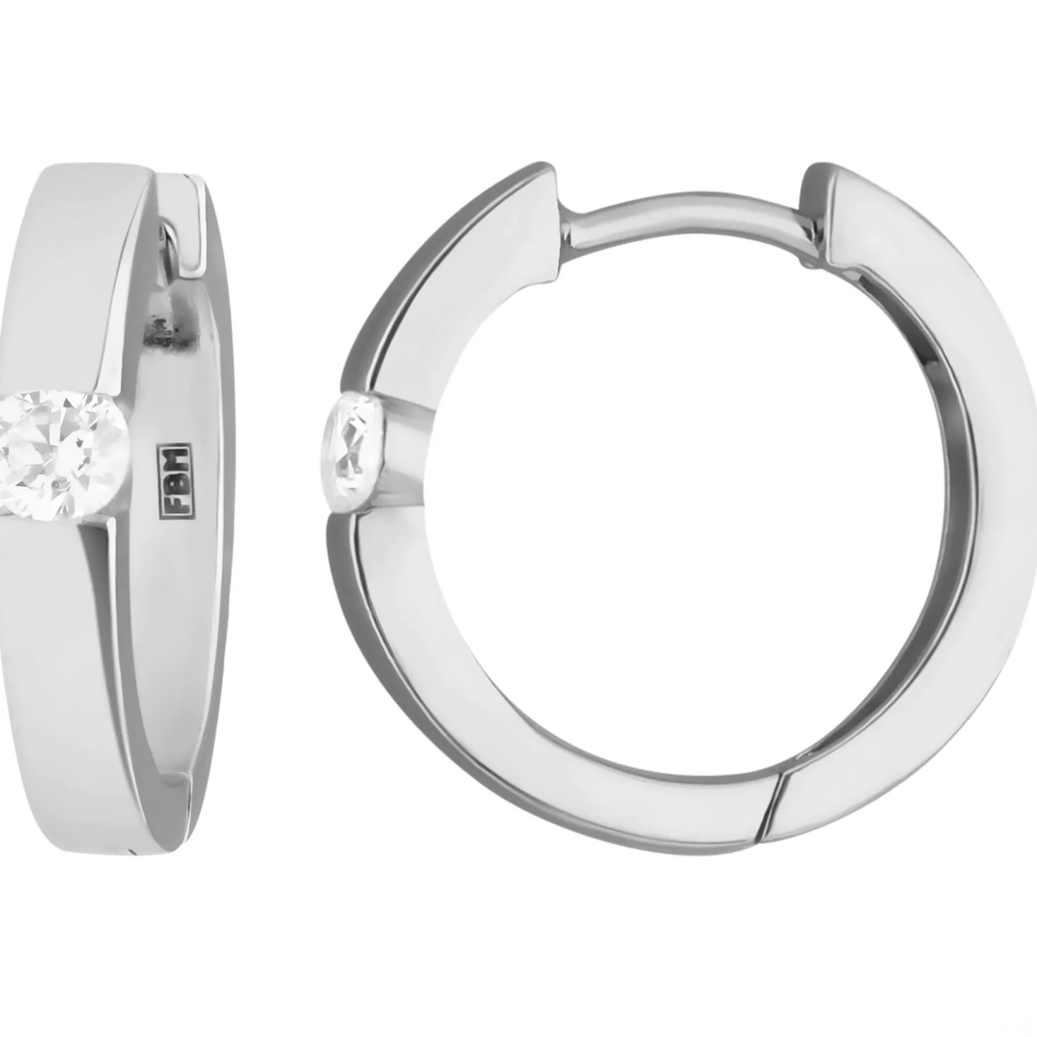 Paar Ohrringe Creolen mit Zirkonia Ohrschmuck aus 925 Silber 16x3,2mm