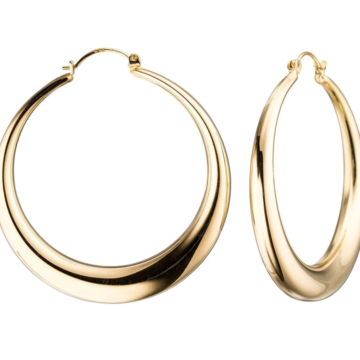 Paar Ohrringe Creolen 5,9mm Klappcreolen rund leicht gewölbt 333 Gold Gelbgold