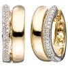 Paar Ohrringe Creolen 6,5mm mit 86 Diamanten 0.3Ct 585 Gold Gelbgold