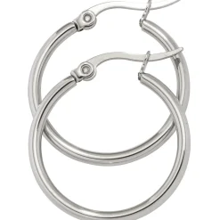 Paar Ohrringe Creolen 24mm Ohrschmuck rund, Edelstahl, Klappcreolen Damen