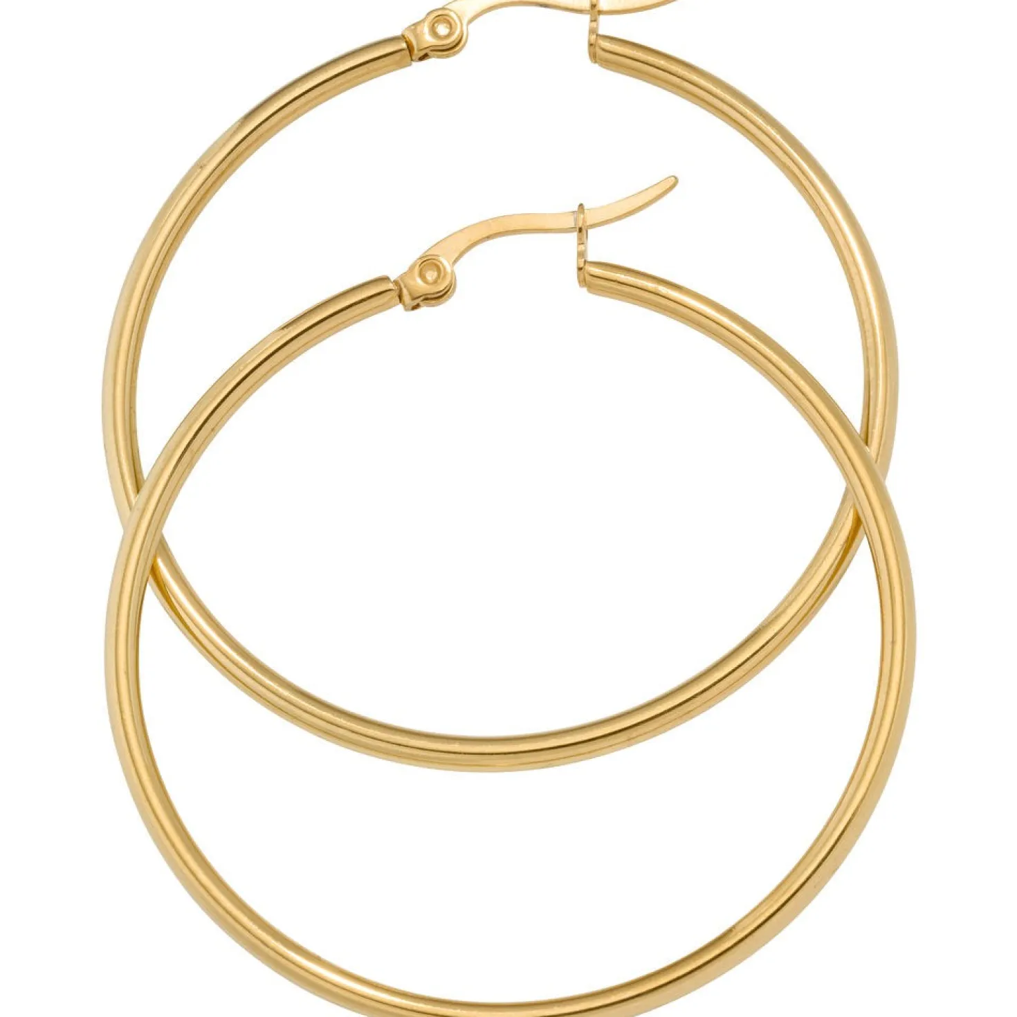Paar Ohrringe Creolen 43,7mm Ohrschmuck rund, Edelstahl vergoldet Damen
