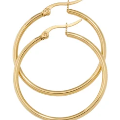 Paar Ohrringe Creolen 33,7mm Ohrschmuck rund, Edelstahl vergoldet Damen