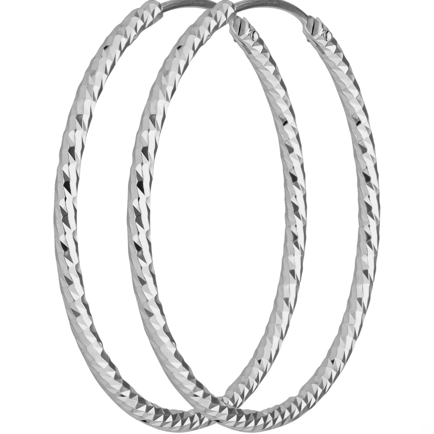 Paar Ohrringe Creolen rund diamantiert aus 925 Silber rhodiniert 30x1,8mm