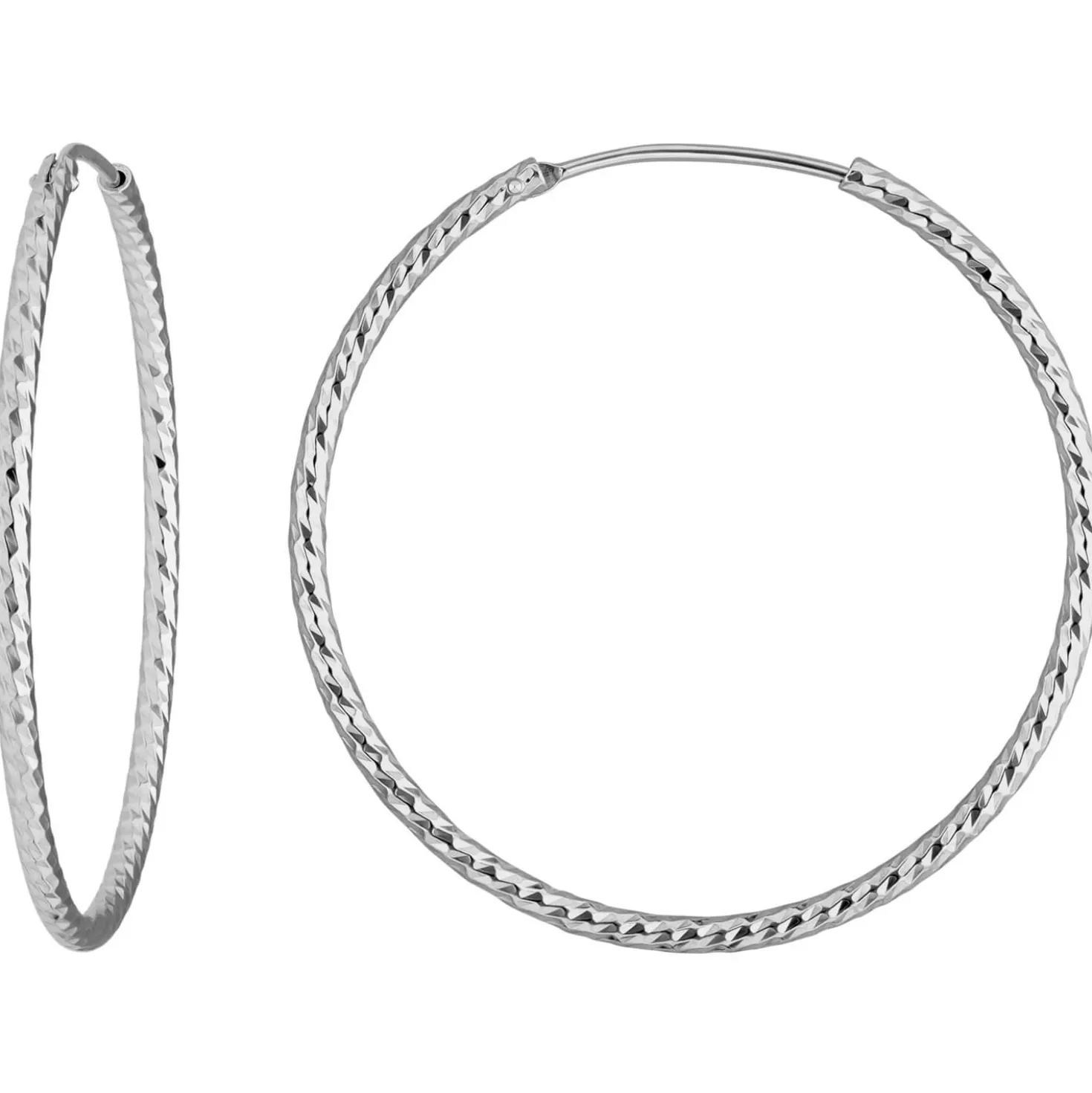 Paar Ohrringe Creolen rund diamantiert aus 925 Silber rhodiniert 38,7x1,8mm