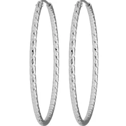 Paar Ohrringe Creolen rund diamantiert aus 925 Silber rhodiniert 38,7x1,8mm