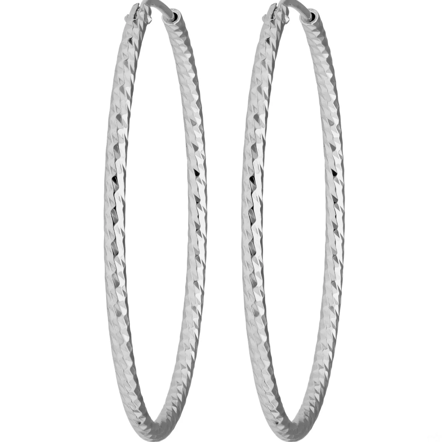 Paar Ohrringe Creolen rund diamantiert aus 925 Silber rhodiniert 38,7x1,8mm
