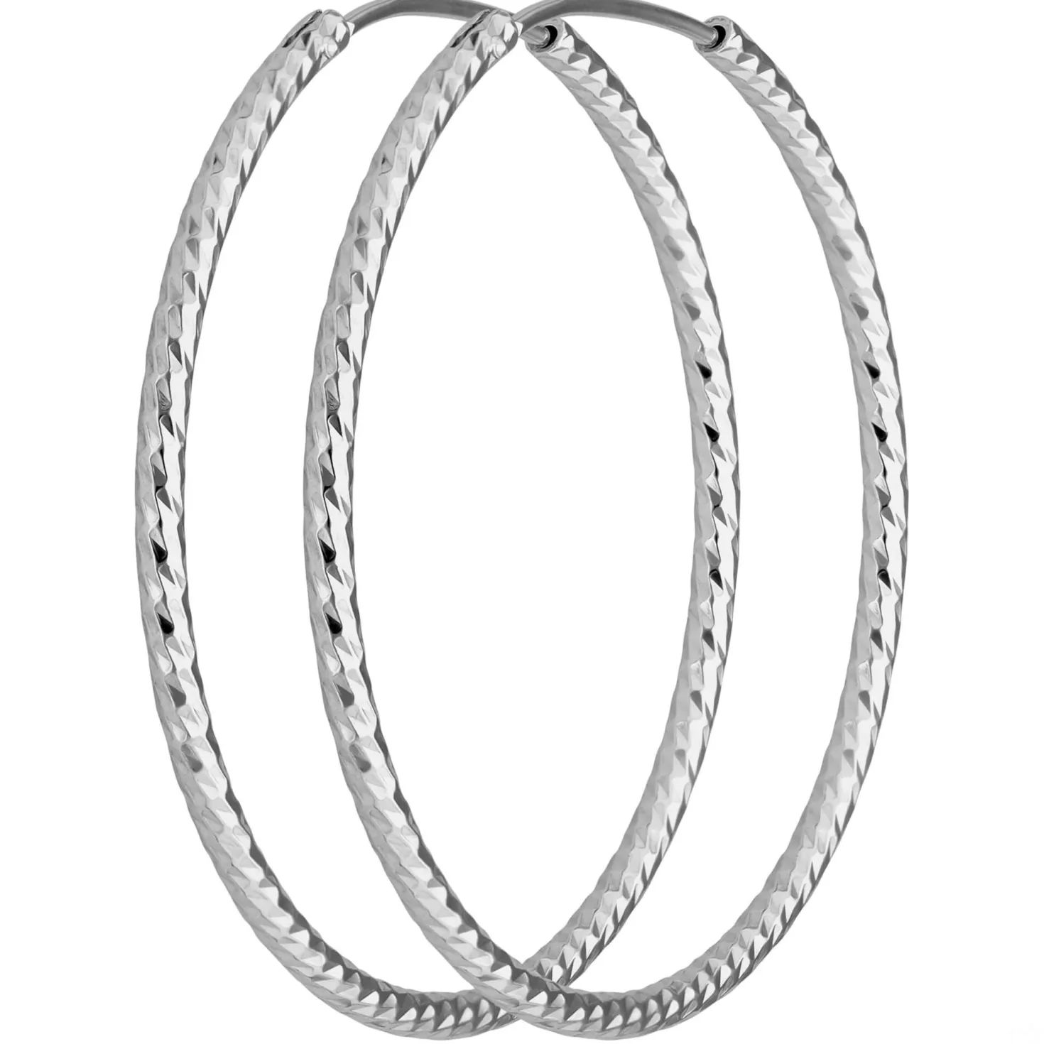Paar Ohrringe Creolen rund diamantiert aus 925 Silber rhodiniert 38,7x1,8mm