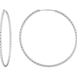 Paar Ohrringe Creolen rund diamantiert Ohrschmuck aus 925 Silber 50x1,8mm