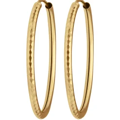Paar Ohrringe Creolen rund gehämmert Ohrschmuck aus 375 Gold Gelbgold 29x2mm