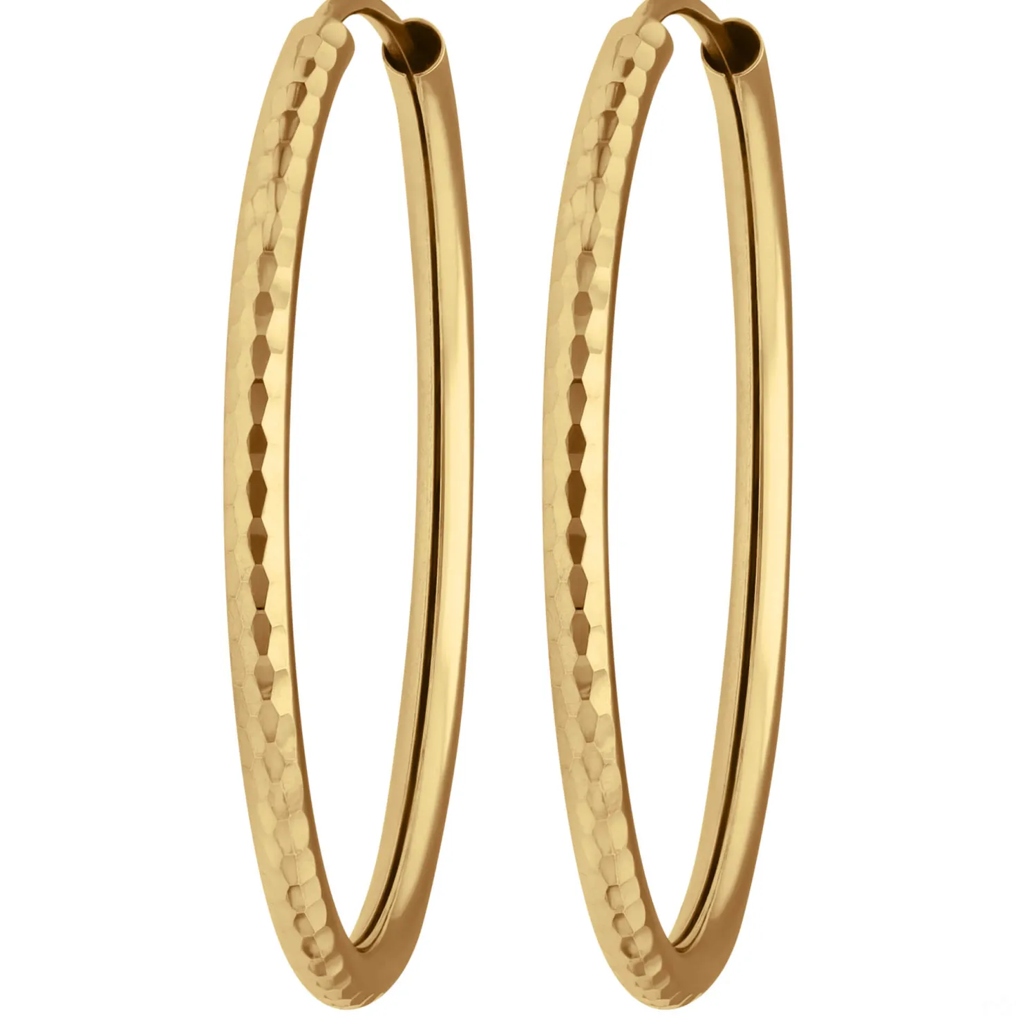 Paar Ohrringe Creolen rund gehämmert Ohrschmuck aus 375 Gold Gelbgold 29x2mm
